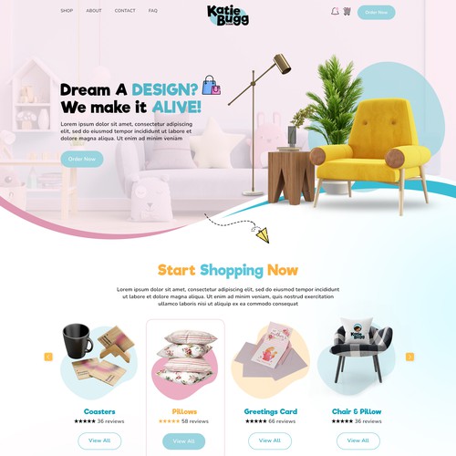 Bed design with the title 'Home Furnishing Company Landing Page'