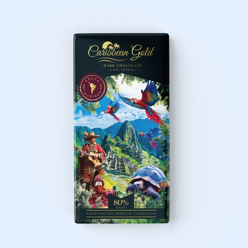 Chocolate bar design with the title 'Handcrafted Premium Chocolate Packaging'