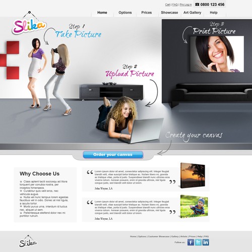 Photography website with the title 'Canvas print business looking for website!'