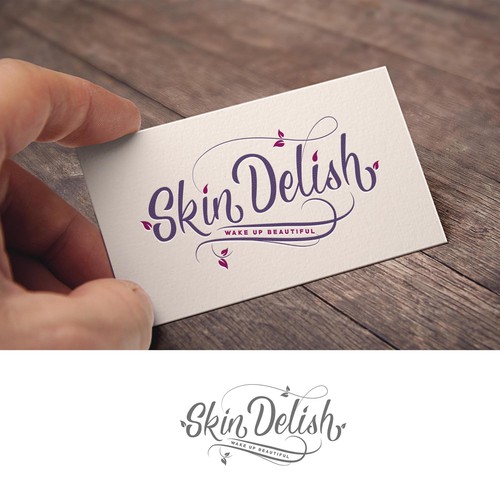 Calligraphy brand with the title 'Skin Delish'