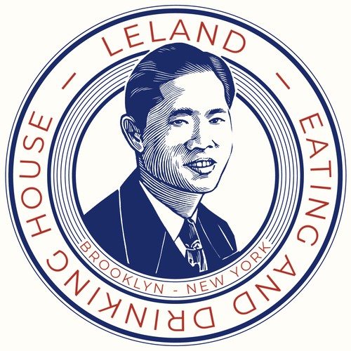 Vintage artwork with the title 'illustration of Uncle Leland for Brooklyn Restaurant and Bar'