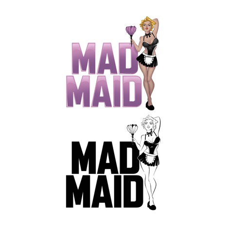 Pin-up girl logo with the title 'mad maid'