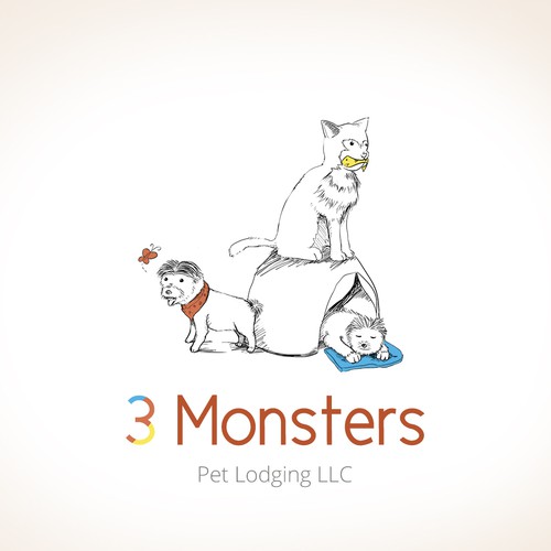 Three design with the title '3 Monsters'