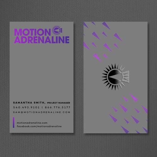 Industrial design with the title 'Motion Adrenaline Business card design'