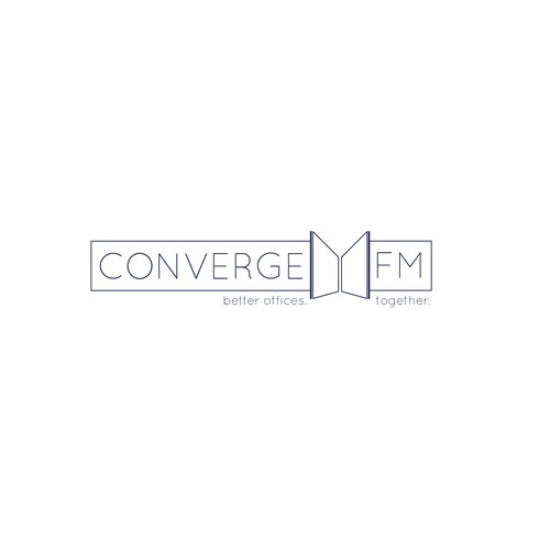 Office space design with the title 'converge fm logo'
