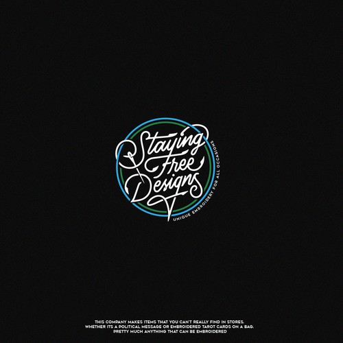 Hand lettering design with the title 'Staying Free Designs'