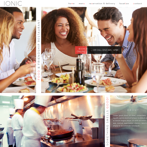 Restaurant website with the title 'Ionic'