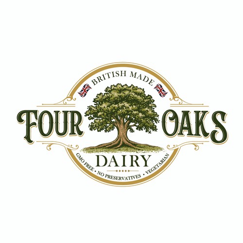 Design with the title 'Four Oaks Dairy'