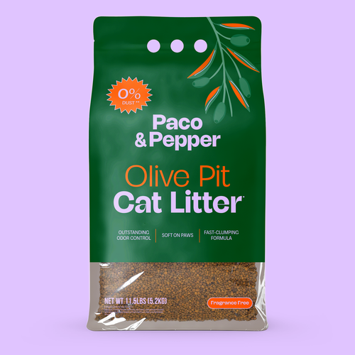 Design with the title 'Cat Litter Packaging - Complete rebranding'
