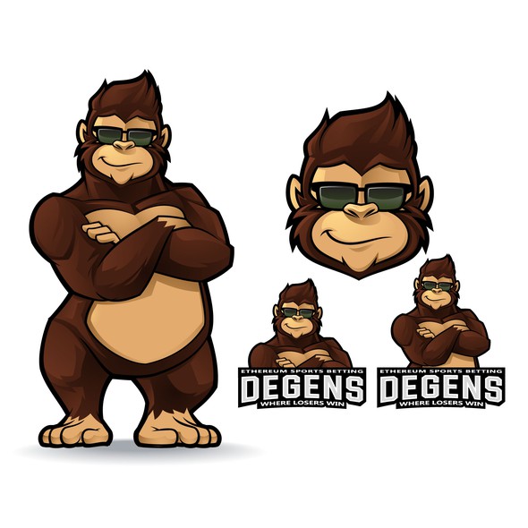 Animal-mascot logo with the title 'Gorilla Mascot Logo for Degens'