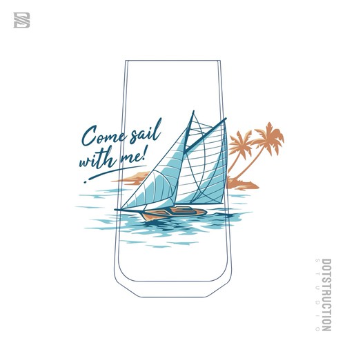 Graphic illustration artwork with the title 'Come Sail with Me!'