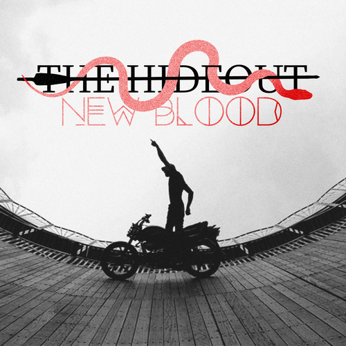 Grain design with the title 'The Hideout New Blood Album Cover 2'