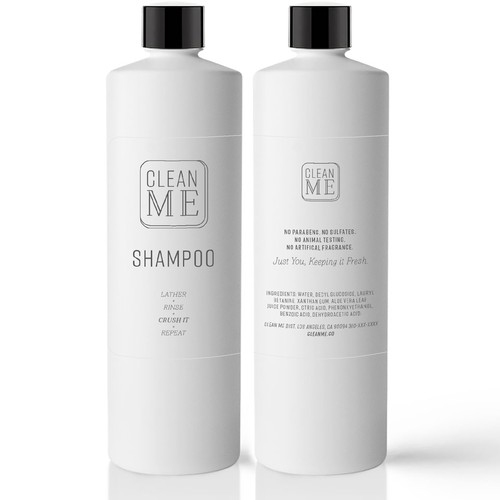 Single-color design with the title 'Men's Minimalist Shampoo & Conditioner'