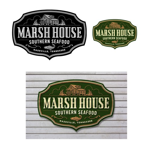 Seafood logo with the title 'Marsh House Seafood Logo'