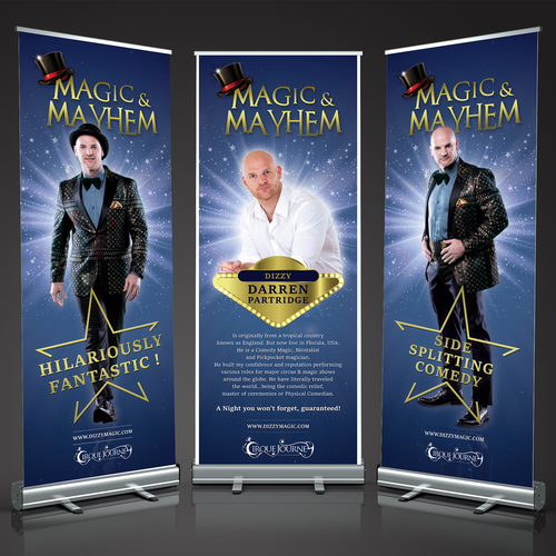 Rollup design with the title 'Magician Trade Show Banners'