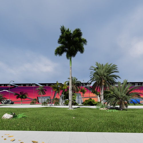 Rendering design with the title 'Bella Vista Supermarket'