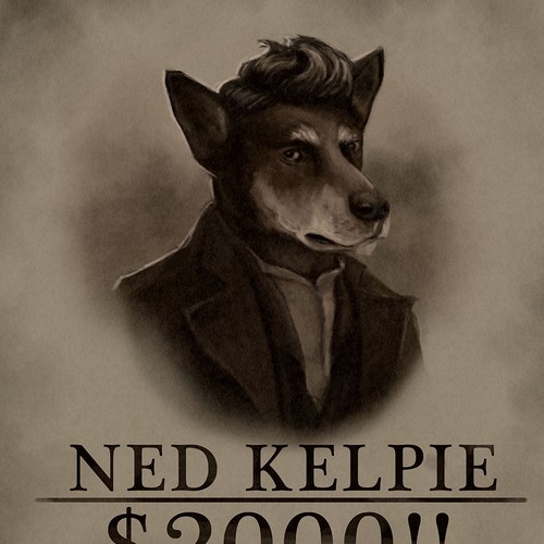 Dog t-shirt with the title 'Ned Kelpie'