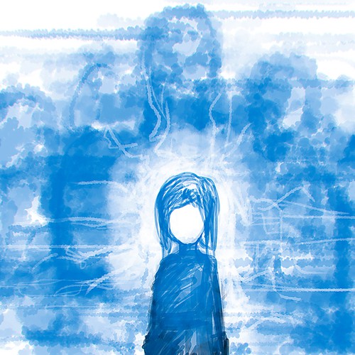 People artwork with the title 'Concept Illustration of Anxiety'