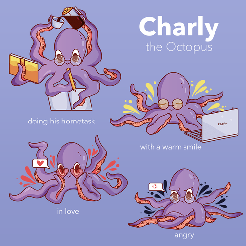 Cartoonish artwork with the title 'Mascot for digital learning platform.'