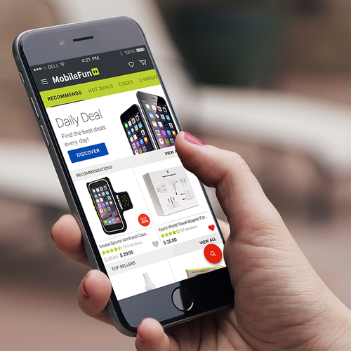 IPhone design with the title 'Mobile shopping app'