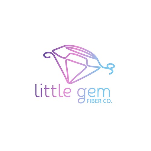 Knitting logo with the title 'Little Gem Fiber Co. Logo Design'