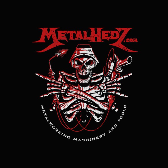 Welding logo with the title 'Heavy Metal Music Inspired Logo for Machinery and Tools Company'