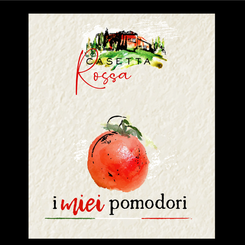 Watercolor brand with the title 'I miei pomodori'