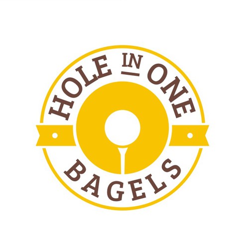 Brownie logo with the title 'Logo-design for Hole in One Bagels'