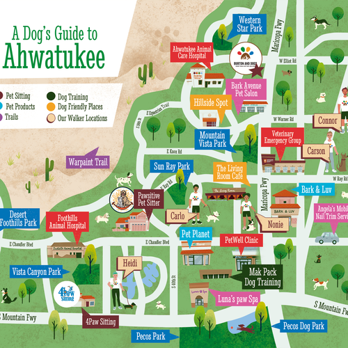 Custom illustration with the title 'Custom Illustrated Map'