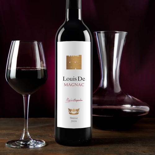 Gold foil label with the title 'Wine Label design contest entry'