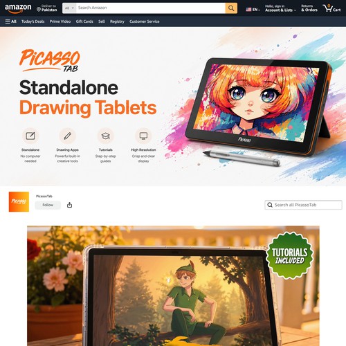 Retail website with the title 'PicassoTab'