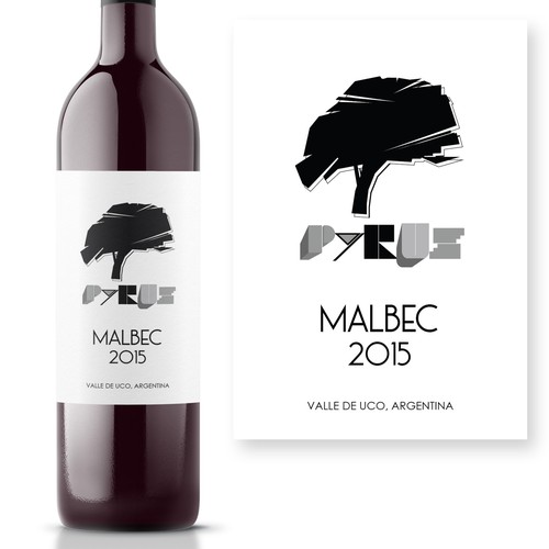 Drawing label with the title 'Bauhaus style hand drawn wine label'