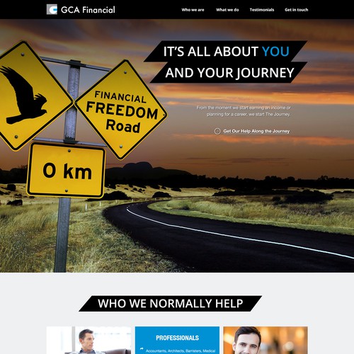 Finance website with the title 'Help GCA Financial with a new website design'