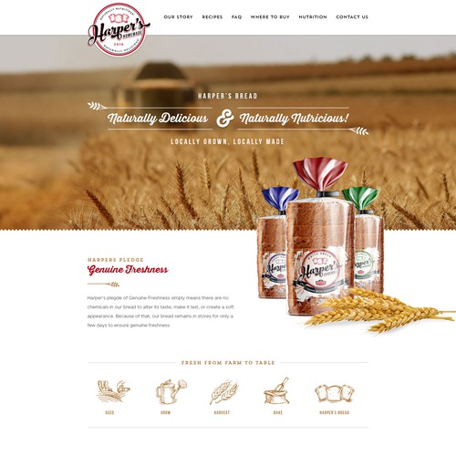 Food website with the title 'Webdesign for Harper's Homemade Bread'