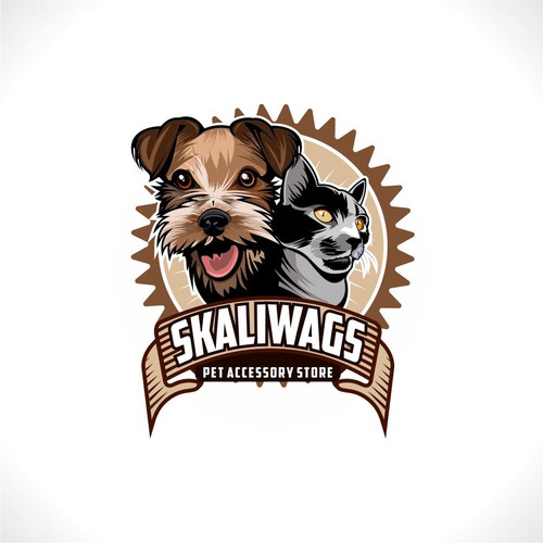 Cat and dog logo with the title 'Dog and cat hads'