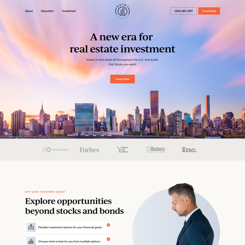 Investment website with the title 'Real Estate Investing Company Homepage Redesign'