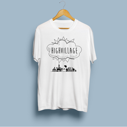 Doodle design with the title 'Highvillage T-Shirt'