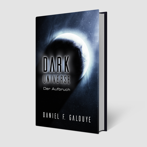 Space book cover with the title 'Book cover design for Dark Universe'
