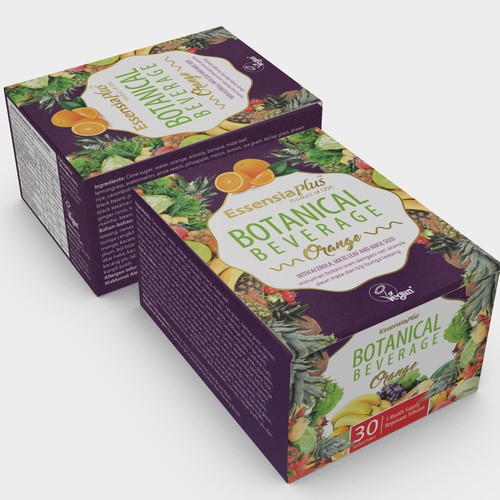 Beverage packaging with the title 'Beverage packaging for Essensia Plus'