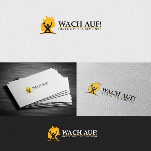 Abstract cross logo with the title 'Wach Auf! (Wake Up!) benötigt (needs) logo'