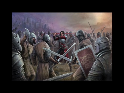 Fantasy artwork with the title 'battle artwork'