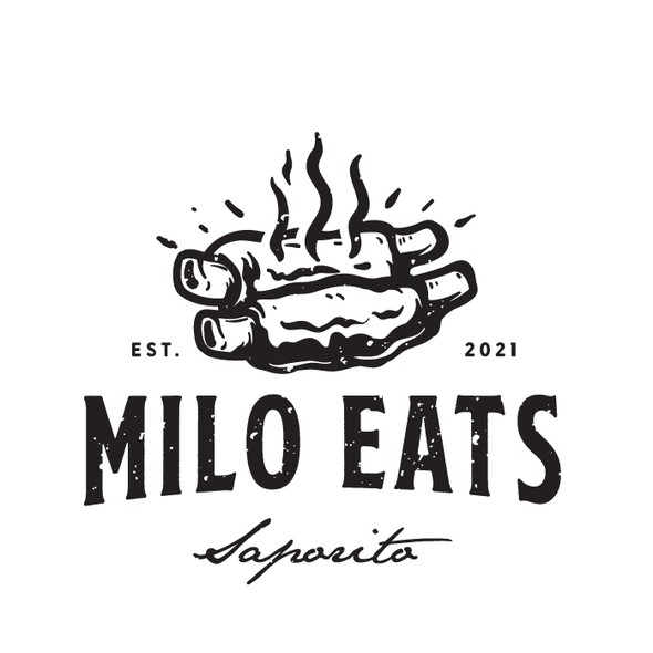 Ribs logo with the title 'Milo Eats BBQ'