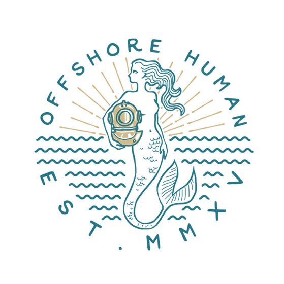 Clothing line logo with the title 'OFFSHORE HUMAN LOGO'