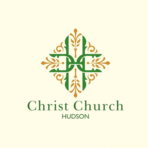 Gothic logo with the title 'CCH Initial Concept with trefoil, flour de lis, or triskeles/triquetra'