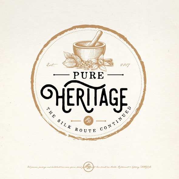 Woodcut logo with the title 'PURE HERITAGE LOGO PROPOSAL'