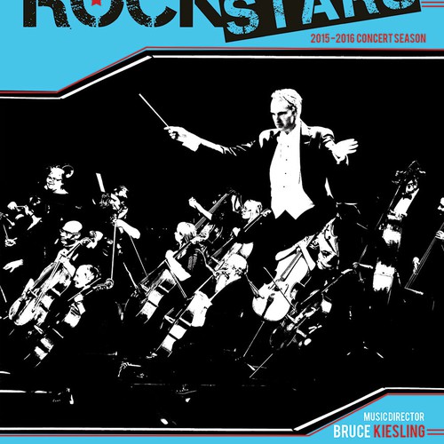 Pop art design with the title 'Symphony Rock Stars'
