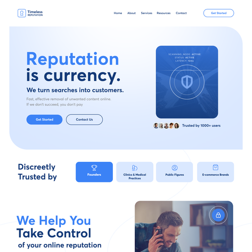 Redesigned website with the title 'Timeless Website Design'