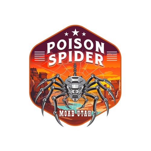 Metallic logo with the title 'Poison Spider'