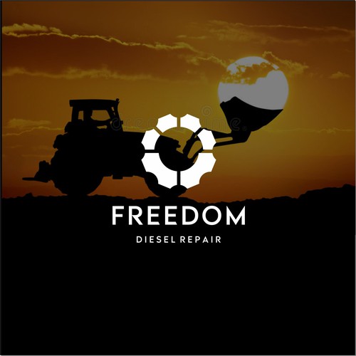Bulldozer design with the title 'Incorporate in the logo Freedom Diesel Repair'