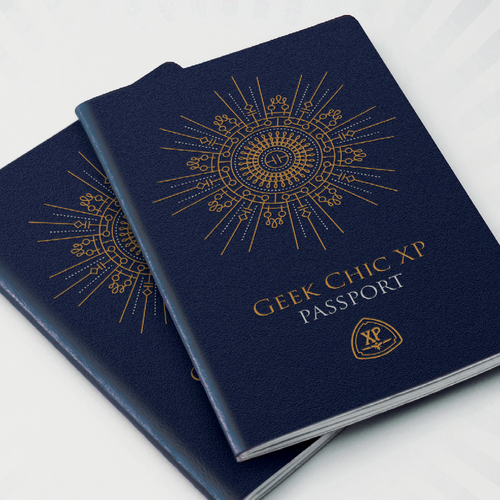 Passport design with the title 'Vintage Passport Booklet'